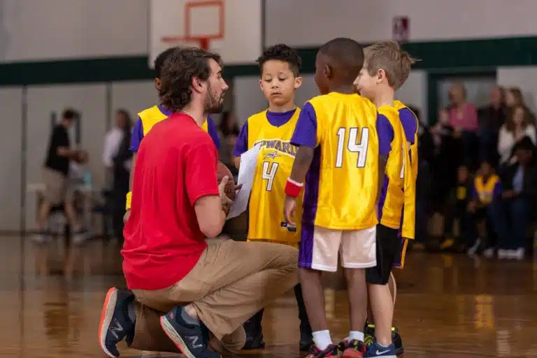 Kids participating in Upward Basketball organized by Kennesaw First Baptist Church.