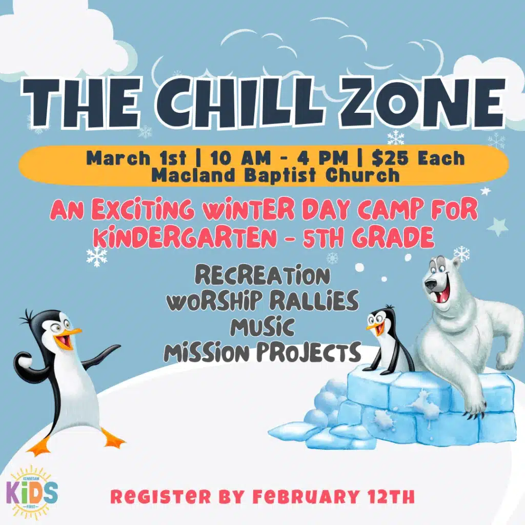 The Chill Zone Winter Day Camp for K-5th grade with worship and activities